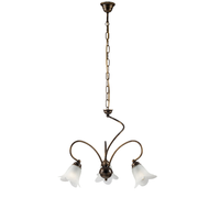 lampara de arana alice en hierro lacado marron con decoracion difusores de oro antiguo y cristal d 14 alabastro blanco 3 luces 106 o50