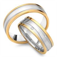 alianzas 14 quilates oro amarillo-blanco 6 diamantes