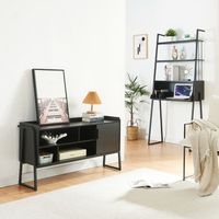 set de muebles storfjord 2 piezas 1x escritorio 1x mueble tv metal - negro encasa