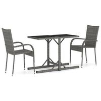 conjunto comedor jardin para jardin 3 uds  mueble jardin mesa y sillas gris