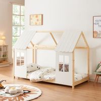 cama para ninos tostedt en forma de casita 90x200 cm - efecto maderablanco encasa