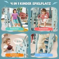 columpio infantil con tobogan asiento regulable en altura columpio y tobogan 4 en 1 canasta de baloncesto y escalera para ninos a partir de 18 meses