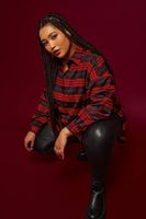 yours camisa amplia de cuadros rojos tejido peinado mujer curvy y tallas grandes yours