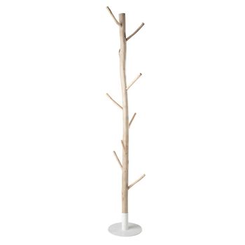 Perchero tronco de un árbol de eucalipto y metal blanco