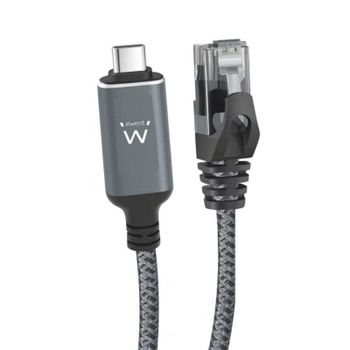 Cable Adaptador Ewent EC2004 USB-C 3.2 Gen1 a RJ45 CAT6 FTP 1Gbit/s 5m Trenzado Negro