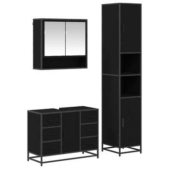 Juego De Muebles De Baño 3 Uds. Roble Negro 90 X 33 X 60 Cm Vidaxl