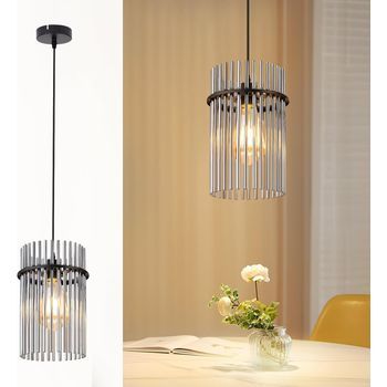 Lámpara Colgante De Mesa De Comedor Nettlife, 1 Llama, Color Negro, E27, Cristal, Ø 16 Cm (sin Fuente De Luz).