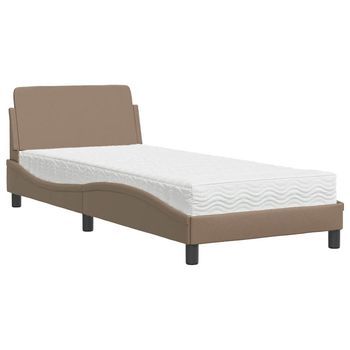 Cama Con Colchón Dover Cuero Sintético Capuchino 80x200 Cm Vidaxl