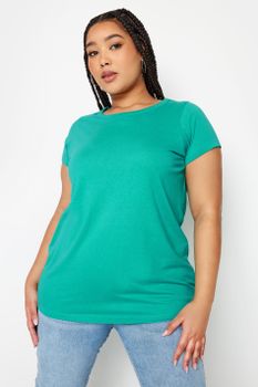 Yours Camiseta Verde Mar De Manga Corta, Mujer Curvy Y Tallas Grandes, Yours