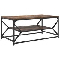 mesa de centro 90x50x40 cm madera y acero de ingenieria - marron