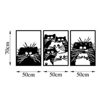 decoracion pared de metal gatos negro 50x70 cm 3 piezas