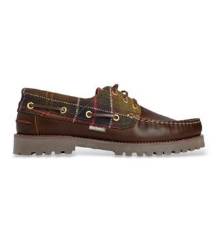 Barbour para hombre. MFO0795 Náuticos de Piel Deck marrón (45), Plano, Cordones, Casual
