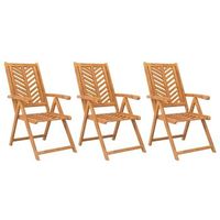 pack 3 uds sillas de jardin  silla de exterior  sillon reclinables madera maciza acacia cfw599522