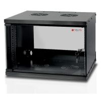 bastidor de red techly i-case el-1006b32 6u 50 kg pared cristal negro