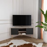 mueble tv esquinero 2 puertas1 estante120 cm  beige y negro lesson