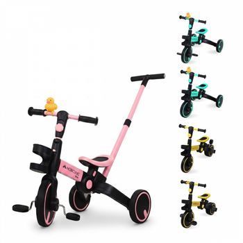 Triciclo 5 En 1 Mobiclinic Bocina De Pato Evolutivo Manillar Con Asiento Ajustable Peso Máximo 25 Kg Luz 1 Año Y Medio A 5 Años Rosa