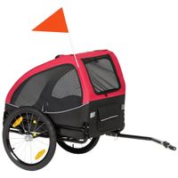 pawhut remolque plegable para perros con reflectores ventanas de malla ruedas puerta bandera de seguridad para perros hasta 20 kg 138x70x89 cm rojo   aosom espana