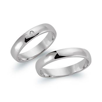 Alianzas 8 quilates oro blanco con diamante
