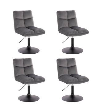 Taburete De Bar Regulable En Altura Juego De 4 Ace - Terciopelo Gris Claro