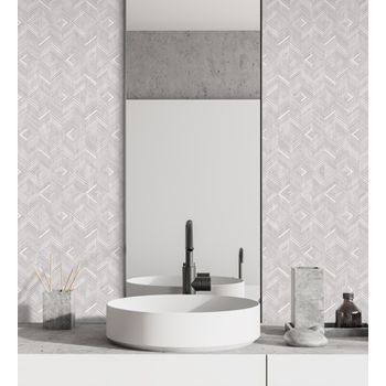 Papel Pintado Vinílico Lavable Mosaico De Madera Con Textura En Relieve - Hout 680993 De Gaulan - Rollo De 10 M X 1,06 M