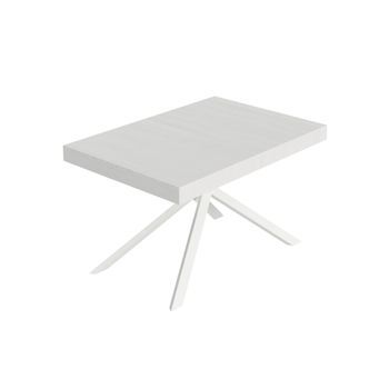 Mesa Extensible Niket 130/390x90 Cm Fresno Blanco Con Patas Blancas