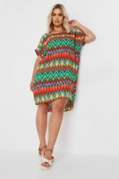yours vestido fresco corto verde en zigzag mujer curvy y tallas grandes yours