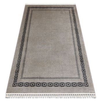 Alfombra Amour 53098a Beige / Negro - Marco, Griega Moderno, Elegante 78x150 Cm