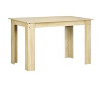 homcom mesa de comedor para 4-6 personas mesa de cocina rectangular estilo moderno para salon 120x69x75 cm roble