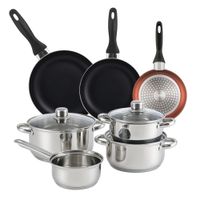 bateria de cocina 7 piezas de acero inox y sartenes cobre o162024 cm