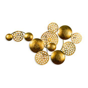Decoración Pared De Metal Aurora 4 Oro 45x82 Cm