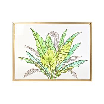 Decoracion Pared Metal Cristal 80x3x60 Hojas Verde