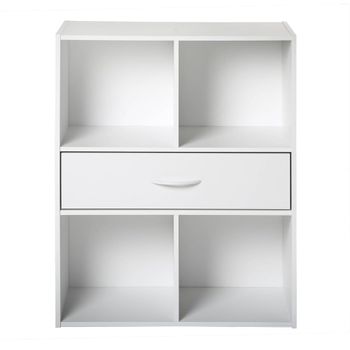 Estantería de almacenaje 4 estantes con un cajón - blanco