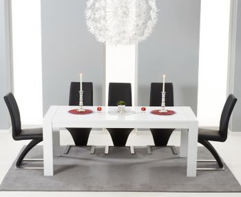 Venice 200cm White High Gloss Extending Dining Table with Hampstead Z Chairs