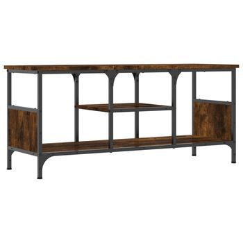 Mueble Tv Hierro Madera Contrachapada Roble Ahumado 100x35x45cm Vidaxl