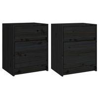 mesitas de noche 2 uds madera maciza pino negro 40x31x50 cm vidaxl