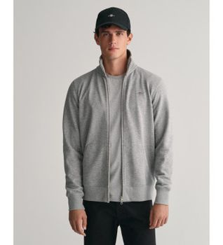 Gant para hombre. 2008006 Sudadera Shield con cremallera gris (M), Casual, Algodón, Manga larga