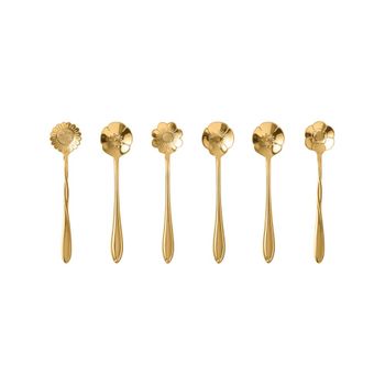 Cucharas de postre flor doradas - set de 6
