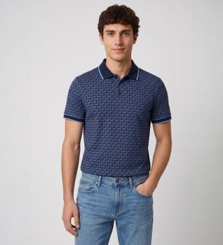 Michael Kors para hombre. CS650V848T Polo de punto liso de algodón con logotipo marino (S), Casual, Manga corta