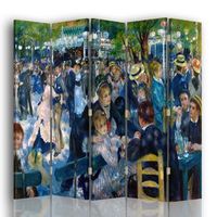legendarte - biombo baile en el moulin de la galette - pierre auguste renoir - separador de ambientes para interiores cm 180x170 5 paneles
