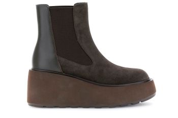 botines de ante y piel con elástico dark brown