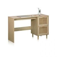 mesa de escritorio con 2 cajones 120x48 cm made pino - rattan 120 x 75 x 48 cm