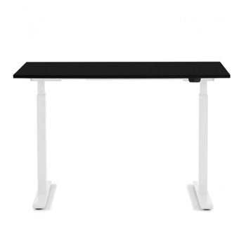 Escritorio ajustable, sentado/de pie, acero blanco y negro L140
