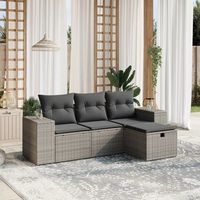 conjunto de sofas de jardin 4 uds  mueble jardin mesa y sillas y cojines ratan sintetico gris cfw972797