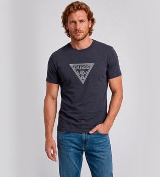 Guess para hombre. M6YI40K4226 Camiseta Triangle Print marino (M), Casual, Algodón, Manga corta