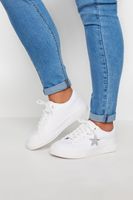 deportivas blancas de estrella con purpurina en ancho especial