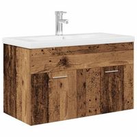 mueble lavabo con lavabo integrado y grifo madera vieja vidaxl