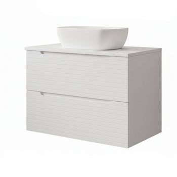 Kibath Mueble De Baño Con Lavabo Boreal 60x45 Cm Acabado Blanco Mate 2 Cajones Suspendido