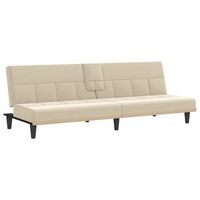 sofa cama con portavasos tela crema vidaxl