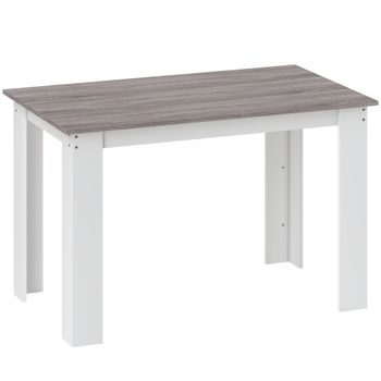 HOMCOM Mesa de Comedor para 4-6 Personas Rectangular de Melamina de Madera y Estilo Moderno 120x69x75 cm Gris y Blanco