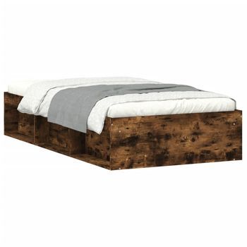 Estructura De Cama Roble Ahumado 100x200 Cm Vidaxl